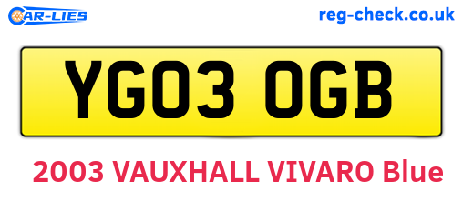 YG03OGB are the vehicle registration plates.