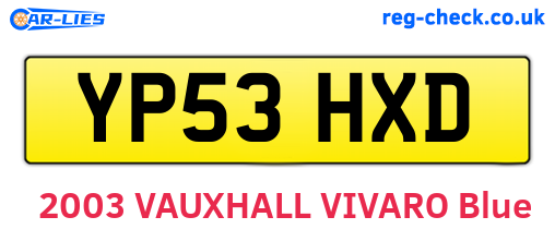 YP53HXD are the vehicle registration plates.