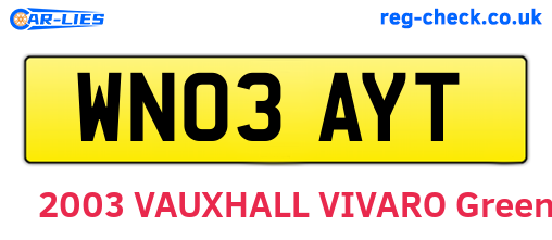 WN03AYT are the vehicle registration plates.