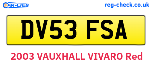 DV53FSA are the vehicle registration plates.