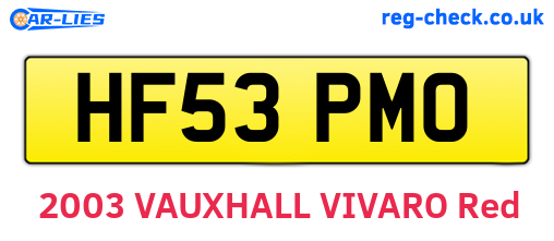 HF53PMO are the vehicle registration plates.