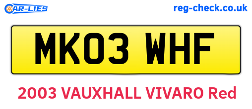 MK03WHF are the vehicle registration plates.