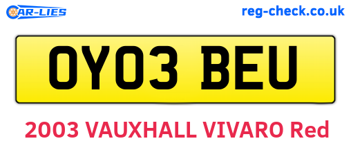 OY03BEU are the vehicle registration plates.
