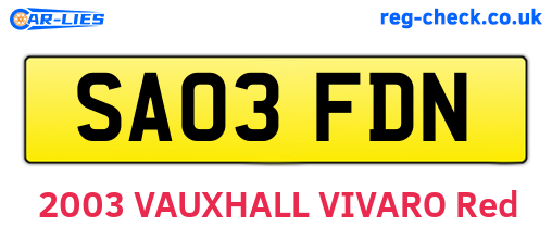 SA03FDN are the vehicle registration plates.