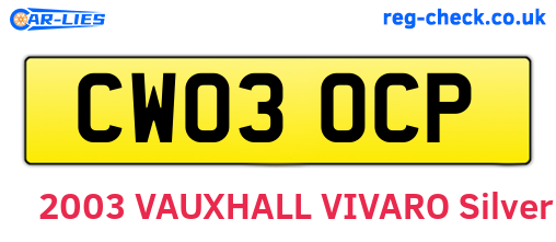 CW03OCP are the vehicle registration plates.