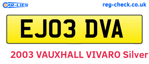 EJ03DVA are the vehicle registration plates.