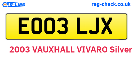 EO03LJX are the vehicle registration plates.