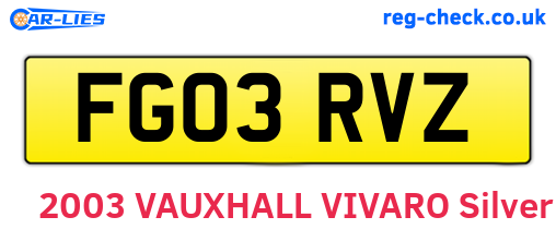 FG03RVZ are the vehicle registration plates.