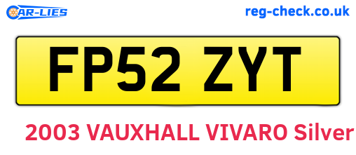 FP52ZYT are the vehicle registration plates.