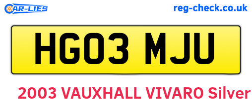 HG03MJU are the vehicle registration plates.