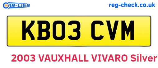 KB03CVM are the vehicle registration plates.