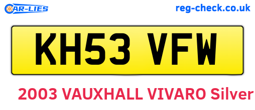 KH53VFW are the vehicle registration plates.