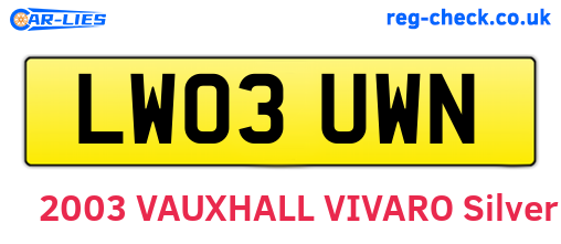 LW03UWN are the vehicle registration plates.