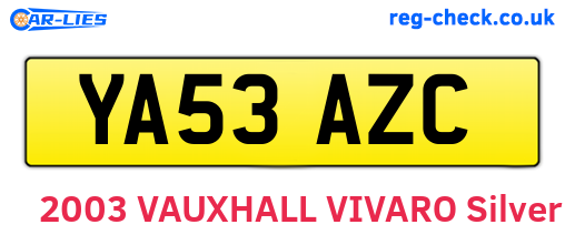 YA53AZC are the vehicle registration plates.
