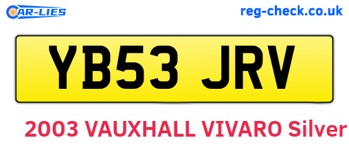 YB53JRV are the vehicle registration plates.