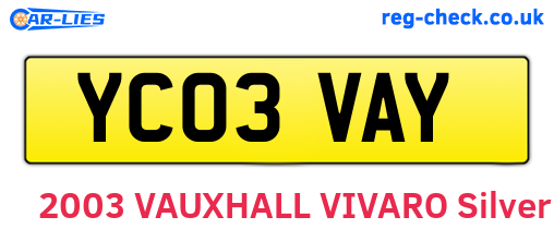 YC03VAY are the vehicle registration plates.