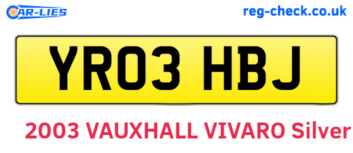 YR03HBJ are the vehicle registration plates.