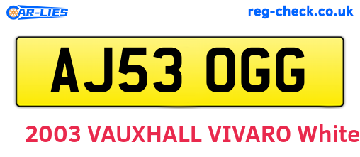 AJ53OGG are the vehicle registration plates.