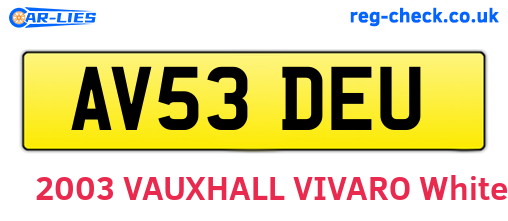 AV53DEU are the vehicle registration plates.