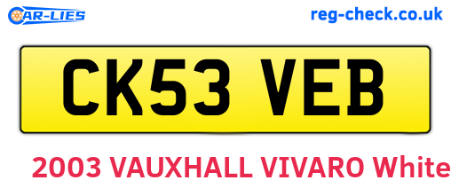 CK53VEB are the vehicle registration plates.