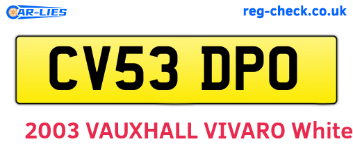 CV53DPO are the vehicle registration plates.