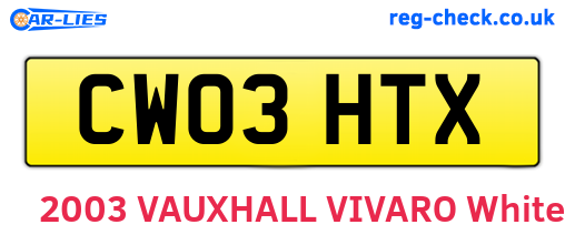 CW03HTX are the vehicle registration plates.