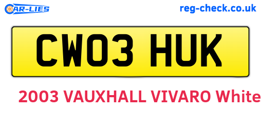 CW03HUK are the vehicle registration plates.
