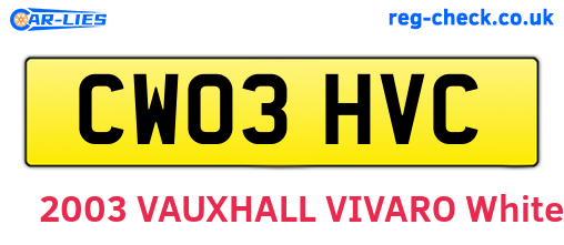 CW03HVC are the vehicle registration plates.