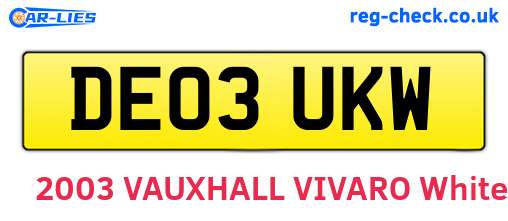DE03UKW are the vehicle registration plates.