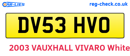 DV53HVO are the vehicle registration plates.