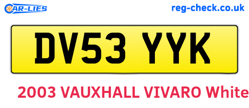 DV53YYK are the vehicle registration plates.