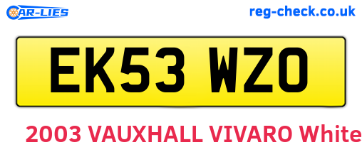 EK53WZO are the vehicle registration plates.