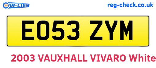 EO53ZYM are the vehicle registration plates.