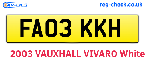 FA03KKH are the vehicle registration plates.