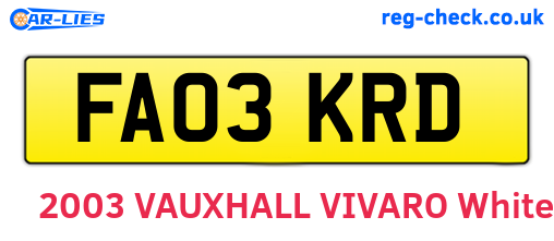 FA03KRD are the vehicle registration plates.