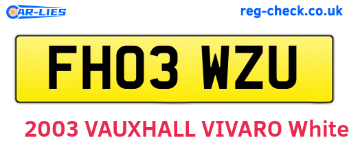FH03WZU are the vehicle registration plates.