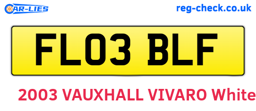 FL03BLF are the vehicle registration plates.