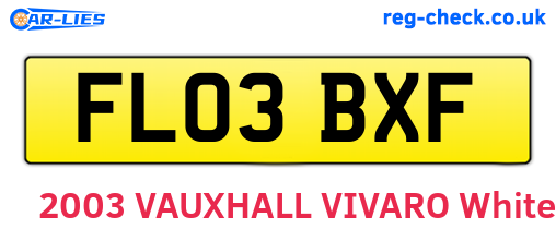 FL03BXF are the vehicle registration plates.