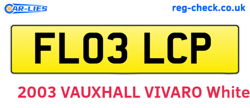 FL03LCP are the vehicle registration plates.