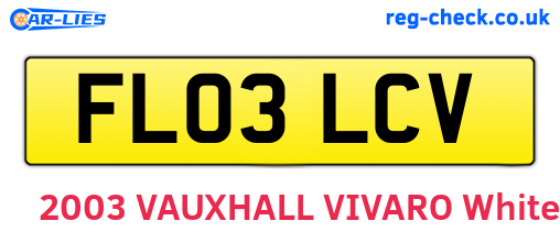 FL03LCV are the vehicle registration plates.