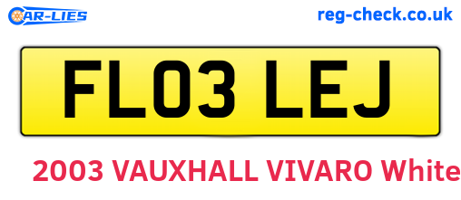 FL03LEJ are the vehicle registration plates.