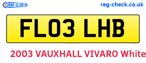 FL03LHB are the vehicle registration plates.