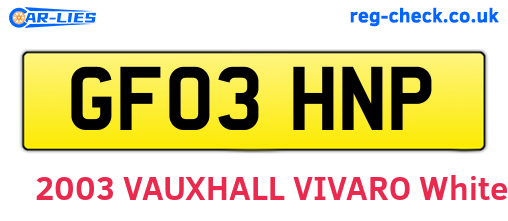 GF03HNP are the vehicle registration plates.