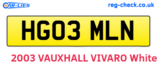 HG03MLN are the vehicle registration plates.