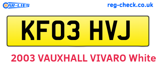 KF03HVJ are the vehicle registration plates.