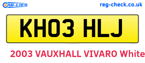 KH03HLJ are the vehicle registration plates.