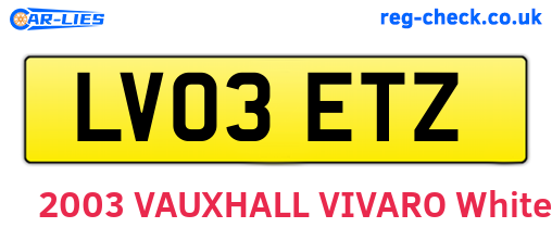 LV03ETZ are the vehicle registration plates.