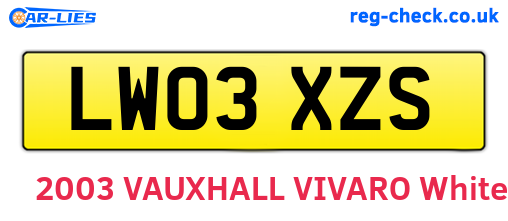 LW03XZS are the vehicle registration plates.