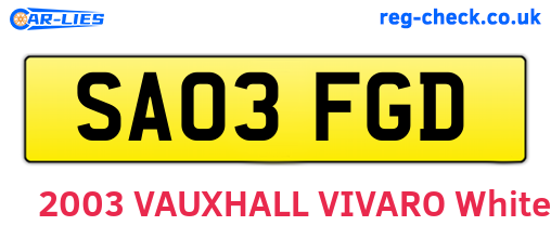 SA03FGD are the vehicle registration plates.