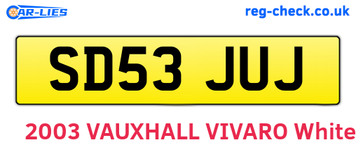 SD53JUJ are the vehicle registration plates.